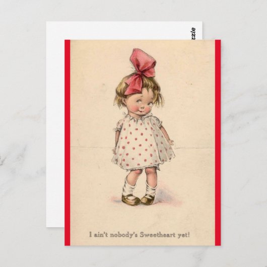愛らしい小さな女の子ヴィンテージバレンタインポストカード ポストカード (正面/裏面)