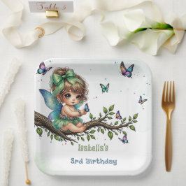 愛らしい小さな妖精の誕生日 ペーパープレート