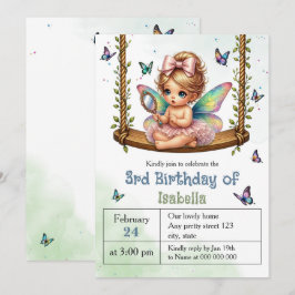愛らしい小さな妖精の誕生日 招待状