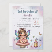 愛らしい小さな妖精の誕生日 招待状 (正面)