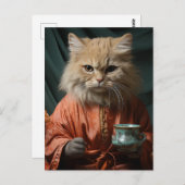愛らしい小さな子猫とコーヒー ポストカード (正面/裏面)