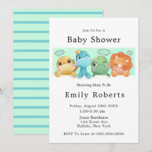 愛らしい小さな恐竜のベビーシャワー招待状