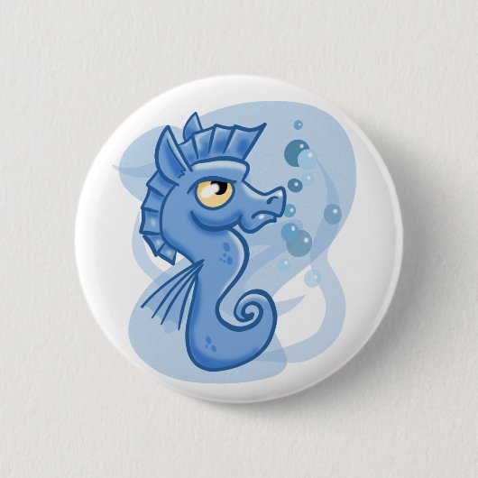 愛らしい小さな漫画の海馬 缶バッジ (正面)