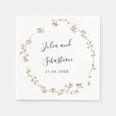 愛らしい小さな緑葉の結婚モノグラム スタンダードカクテルナプキン (正面)