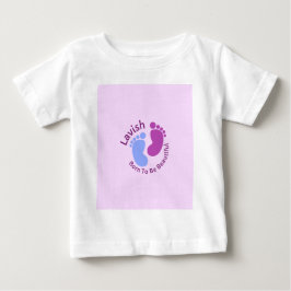 愛らしい小さな足跡 ピンクパープルTシャツ ベビーTシャツ