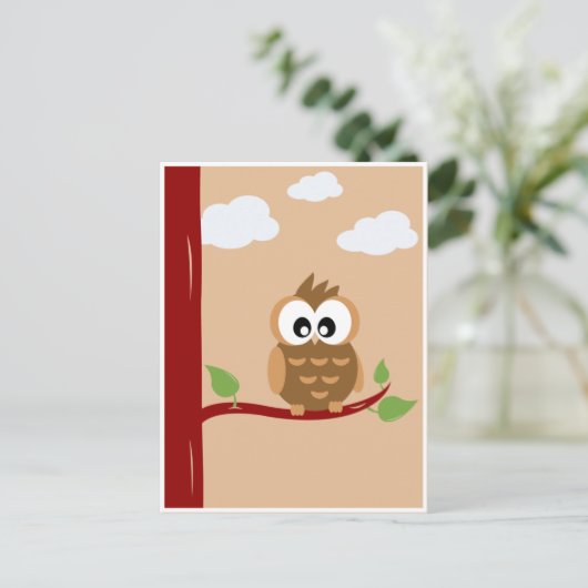 愛らしい小フクロウ ポストカード (スタンド正面)