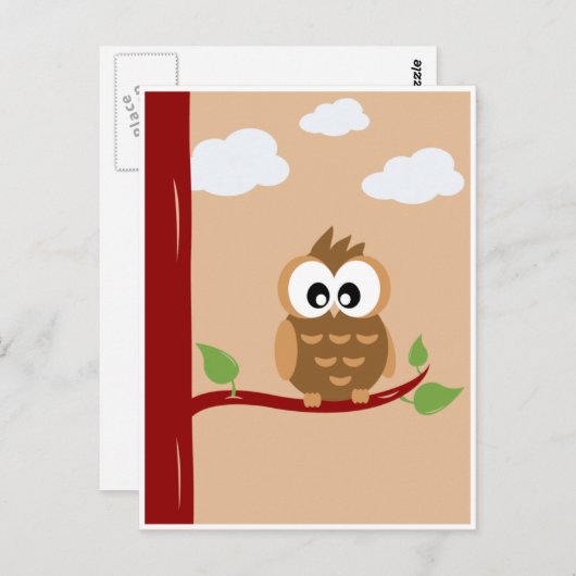 愛らしい小フクロウ ポストカード (正面/裏面)