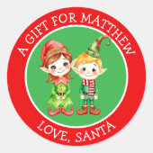 愛らしい小妖精や小人 | クリスマスプレゼントへのラベル ラウンドシール (正面)