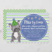 愛らしい少年の犬の子犬の誕生日招待状 招待状 (正面/裏面)