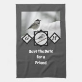 愛らしい山の《鳥》アメリカゴガラモノグラム写真 キッチンタオル (縦)