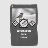 愛らしい山の《鳥》アメリカゴガラモノグラム写真 ゴルフタオル (正面)