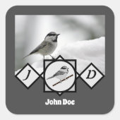 愛らしい山の《鳥》アメリカゴガラモノグラム写真 スクエアシール (正面)