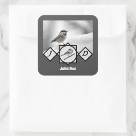 愛らしい山の《鳥》アメリカゴガラモノグラム写真 スクエアシール