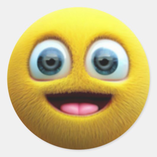 愛らしい幸せなあいまいな黄色いボールキャラクター ラウンドシール (正面)