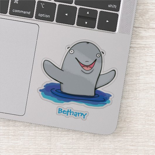 愛らしい幸せなイルカの漫画イラスト シール (詳細)