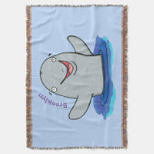 愛らしい幸せなイルカの漫画イラスト スローブランケット (正面縦)
