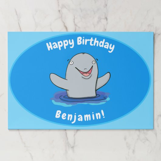 愛らしい幸せなイルカの漫画イラスト ペーパーパッド (正面)