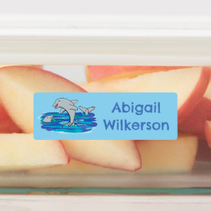 愛らしい幸福なイルカの漫画パーソナライズされた ラベル