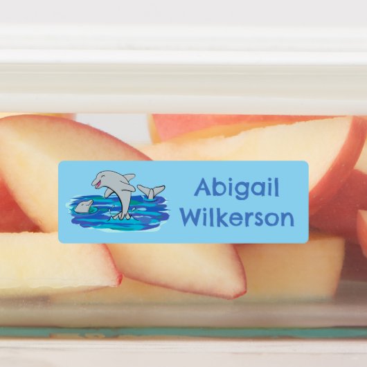 愛らしい幸福なイルカの漫画パーソナライズされた ラベル (貼付)