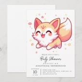 愛らしい幻想のキツネのベビーシャワー 招待状 (正面/裏面)