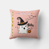 愛らしい幽霊トリックまたはオレンジのハロウィーンの治療 クッション (裏面)
