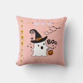 愛らしい幽霊トリックまたはオレンジのハロウィーンの治療 クッション (正面)