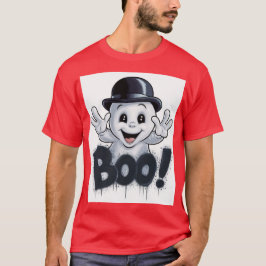 愛らしい幽霊ボウリングをする人、 クリケットの投手ハットと'BOO!' グラフィティ Tシャツ
