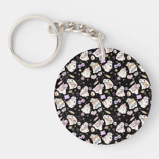 愛らしい幽霊漫画デザイン キーホルダー (正面)