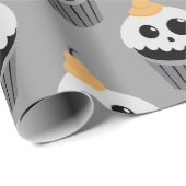 愛らしい幽霊顔カップケーキforハロウィーンギフト ラッピングペーパー (ロールコーナー)