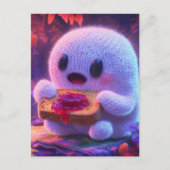 愛らしい幽霊食べのトーストとジャム ポストカード (正面)