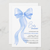 愛らしい弓のベビーシャワー招待状。 招待状 (正面/裏面)