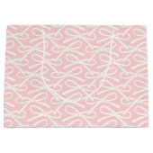 愛らしい弓パターンピンクホワイト抱き枕 ラージペーパーバッグ (正面)