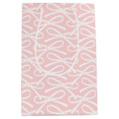 愛らしい弓ピンク白パターン中抱き枕 ミディアムペーパーバッグ (正面)