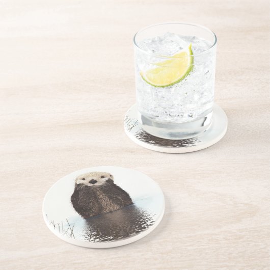 愛らしい微笑みを浮かべる湖 コースター (側面)