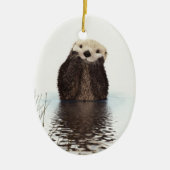 愛らしい微笑みを浮かべる湖 セラミックオーナメント (正面)