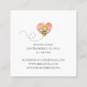 愛らしい忙しでこぼこ蜂とピンクのハートブティック スクエア名刺 (裏面)