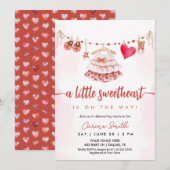 愛らしい恋人のバレンタインの赤ちゃんシャワー 招待状 (正面/裏面)