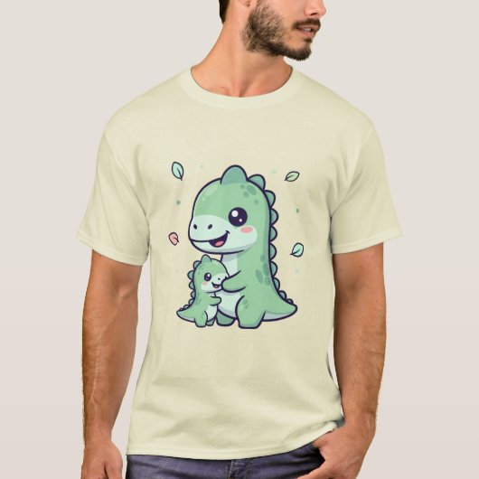 愛らしい恐竜のハグ Tシャツ (正面)