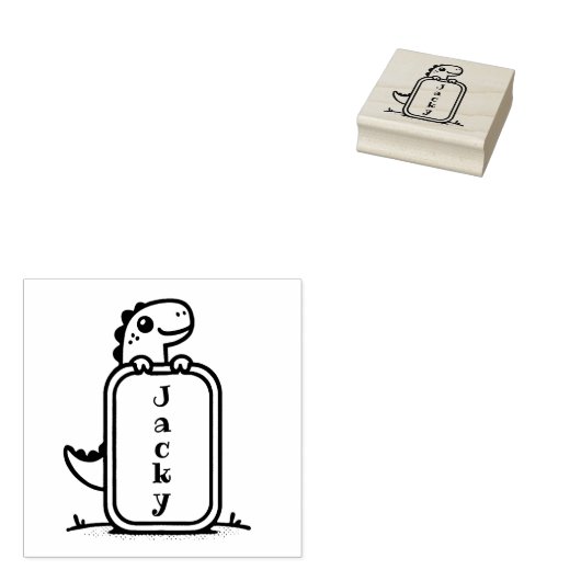 愛らしい恐竜のフレームスタンプ ラバースタンプ (押印)
