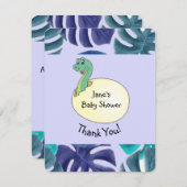 愛らしい恐竜のベビーシャワー サンキューカード (正面/裏面)