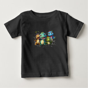 「愛らしい恐竜の分隊」 ベビーTシャツ