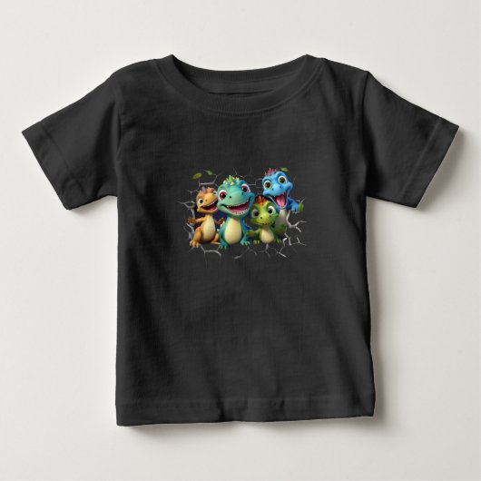 「愛らしい恐竜の分隊」 ベビーTシャツ (正面)