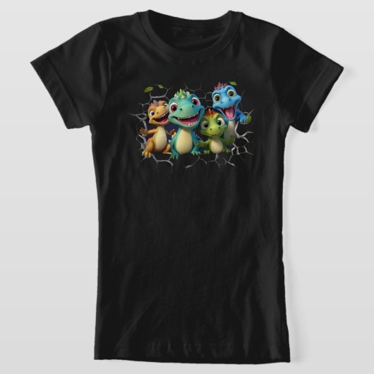 「愛らしい恐竜の分隊」 Tシャツ (レイダウン)