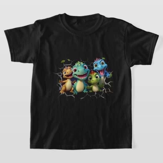 「愛らしい恐竜の分隊」 Tシャツ (レイダウン)
