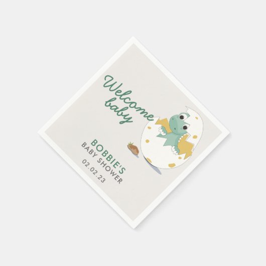 愛らしい恐竜の赤ちゃんシャワー歓迎ペーパーナプキン スタンダードカクテルナプキン (角)