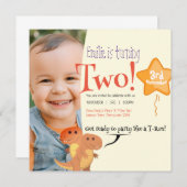 愛らしい恐竜をテーマにした誕生日の招待状 招待状 (正面/裏面)