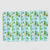 愛らしい恐竜ゴルフキッズパターン ゴルフタオル (横)