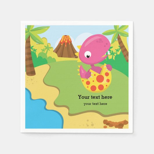 愛らしい恐竜 スタンダードカクテルナプキン (正面)