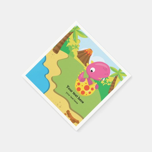 愛らしい恐竜 スタンダードカクテルナプキン (角)