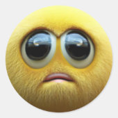 愛らしい悲しいぼやけた黄色いボールキャラクター ラウンドシール (正面)